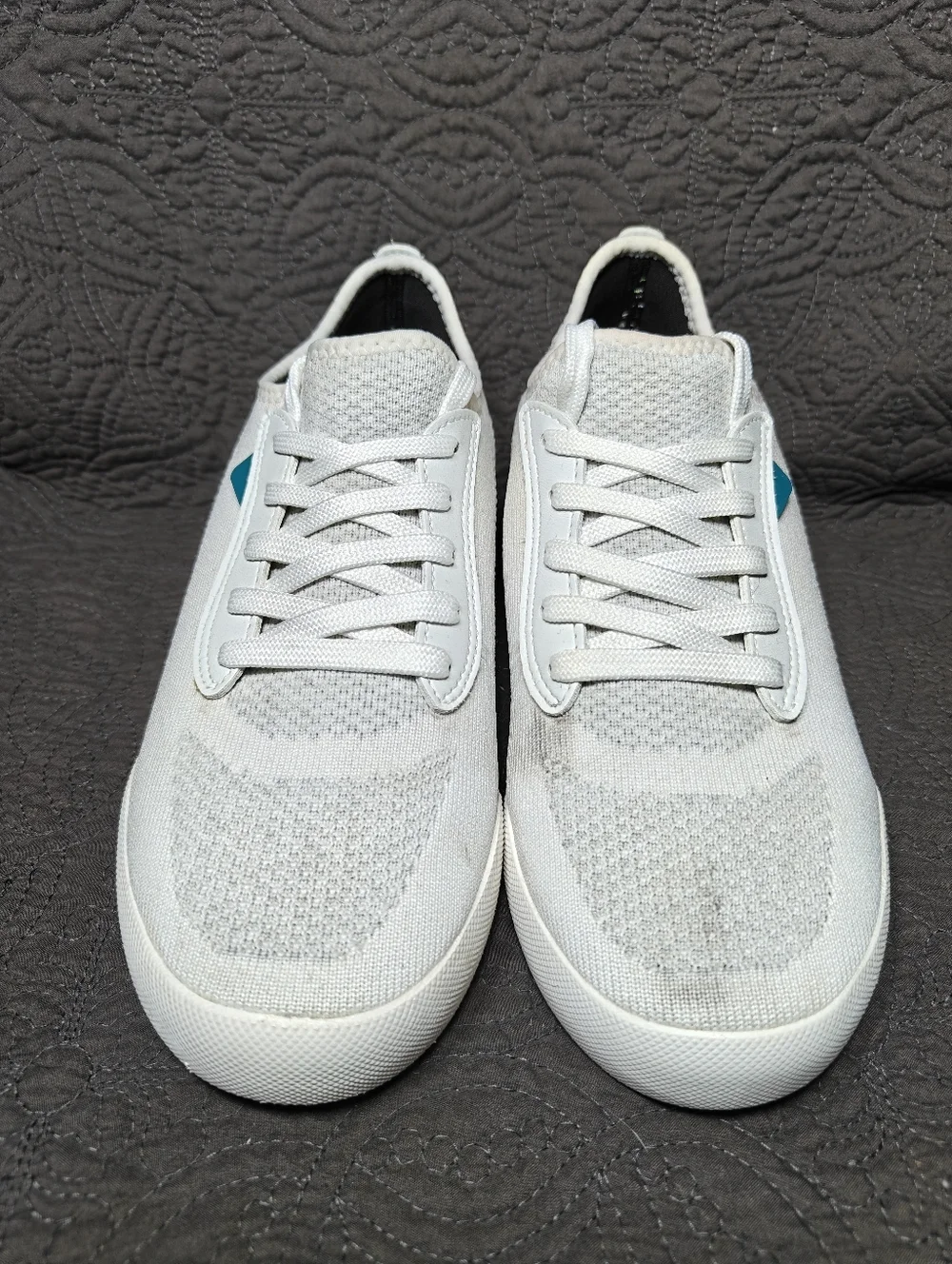 VESSI Weekend Waterproof White Knit Casual Off White Lace Up Sneaker Women's 7